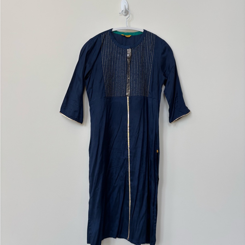 Navy Blue Viscose Rayon Kurta